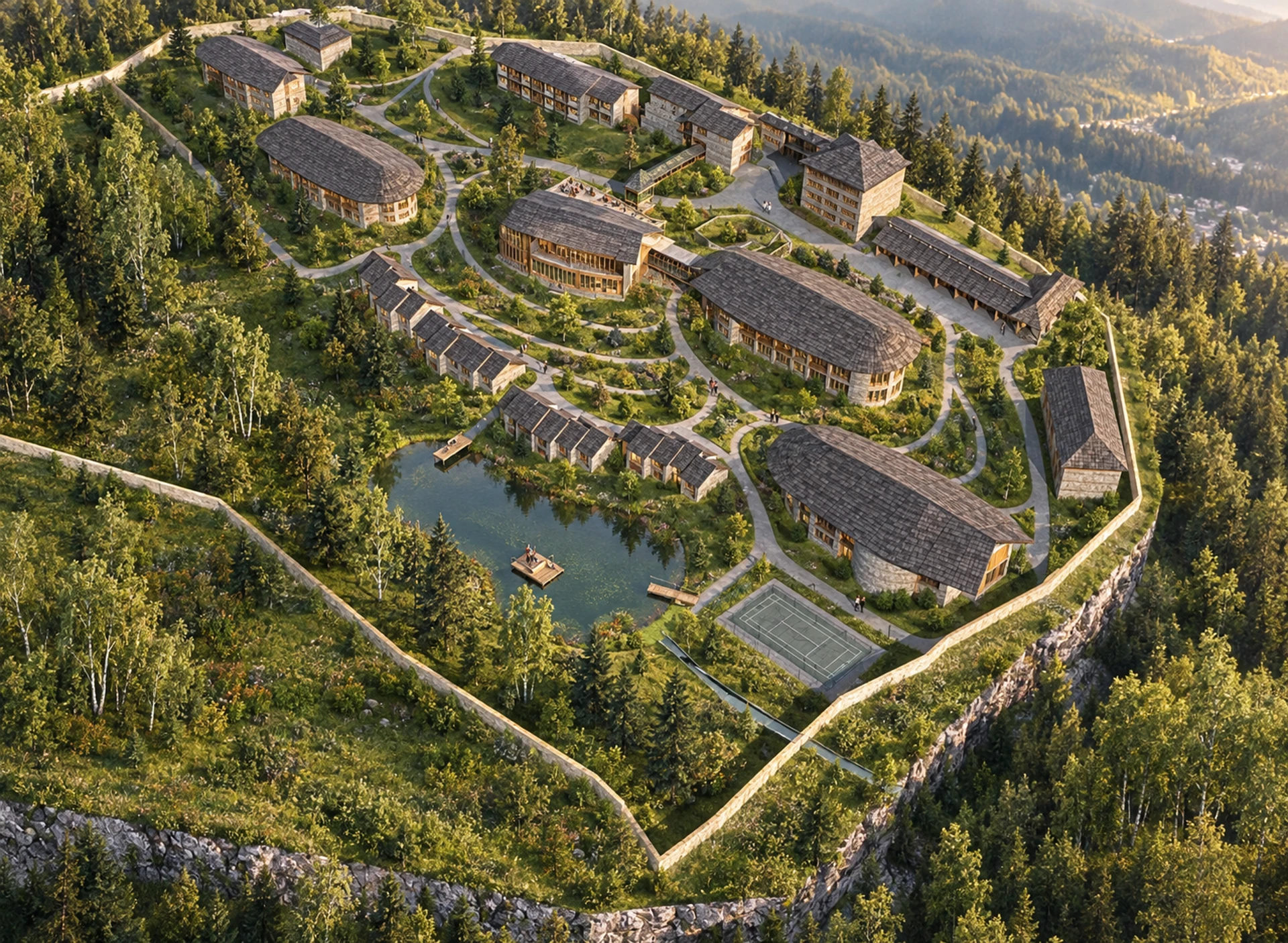 Health resort masterplan and garden — design visualisation