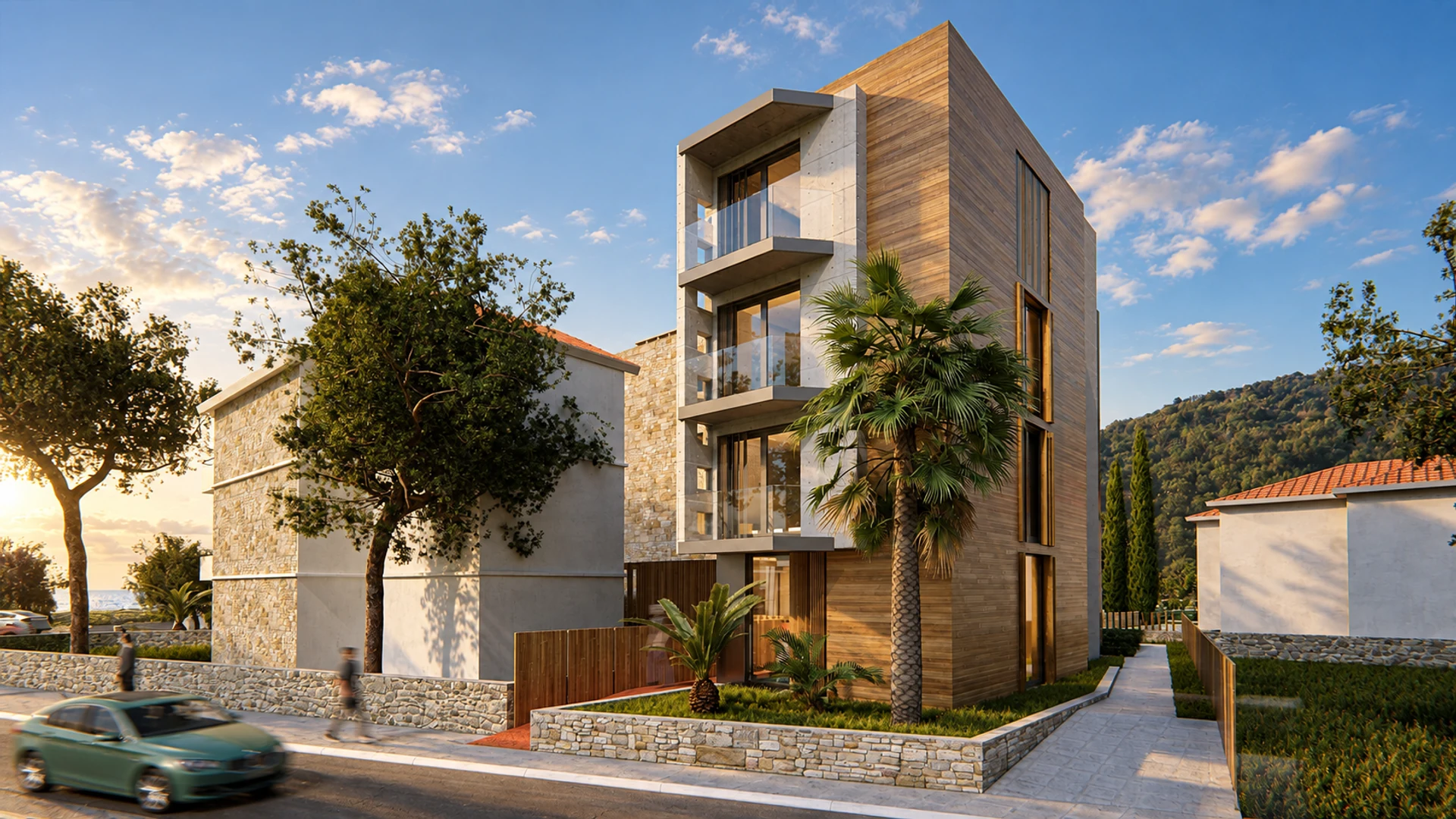 Side façade from the street — design visualisation