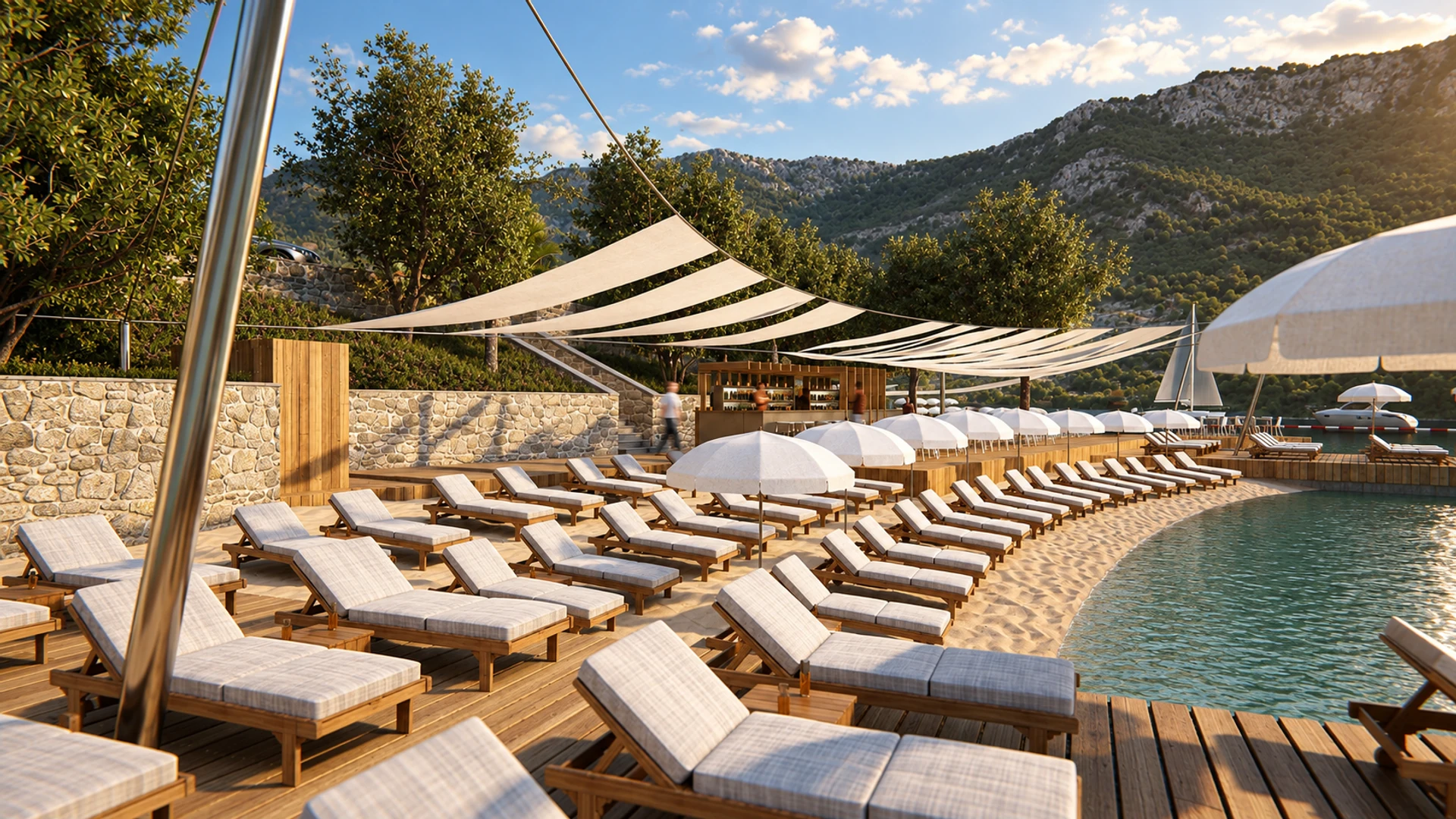 Sun terraces and shade canopies — design visualisation