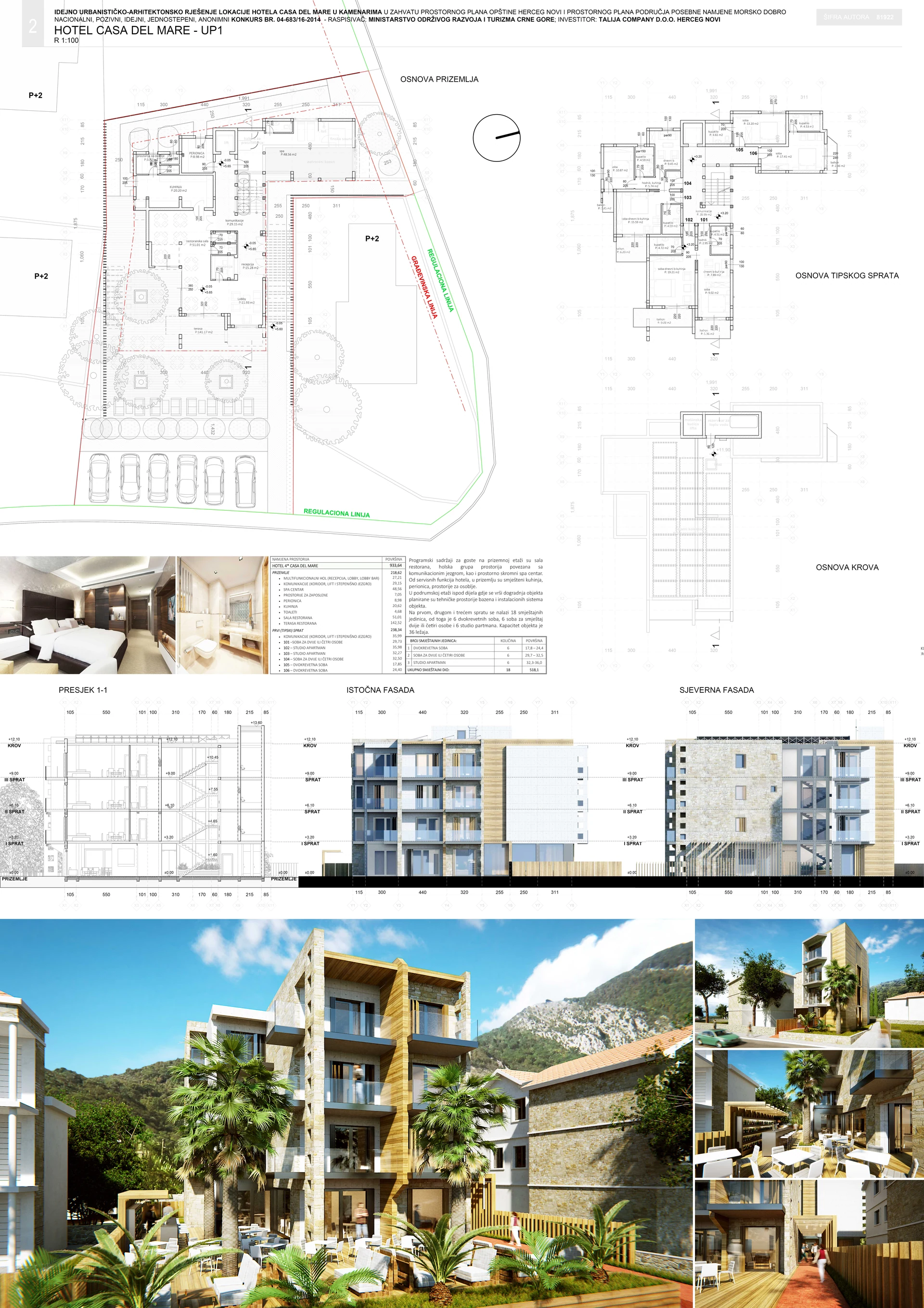 Competition board — plans and elevations
