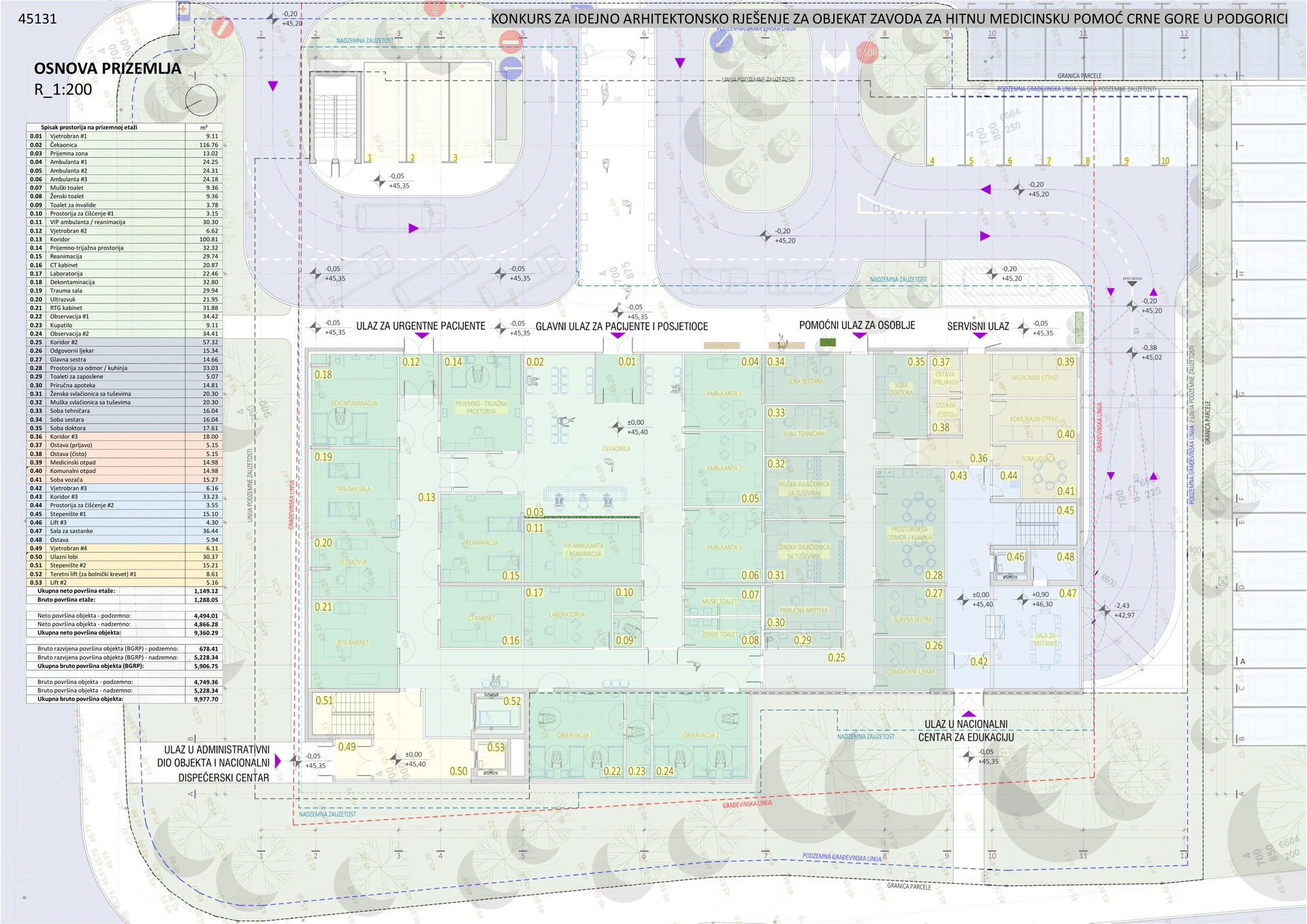 Ground-floor plan — emergency department and shared entrances