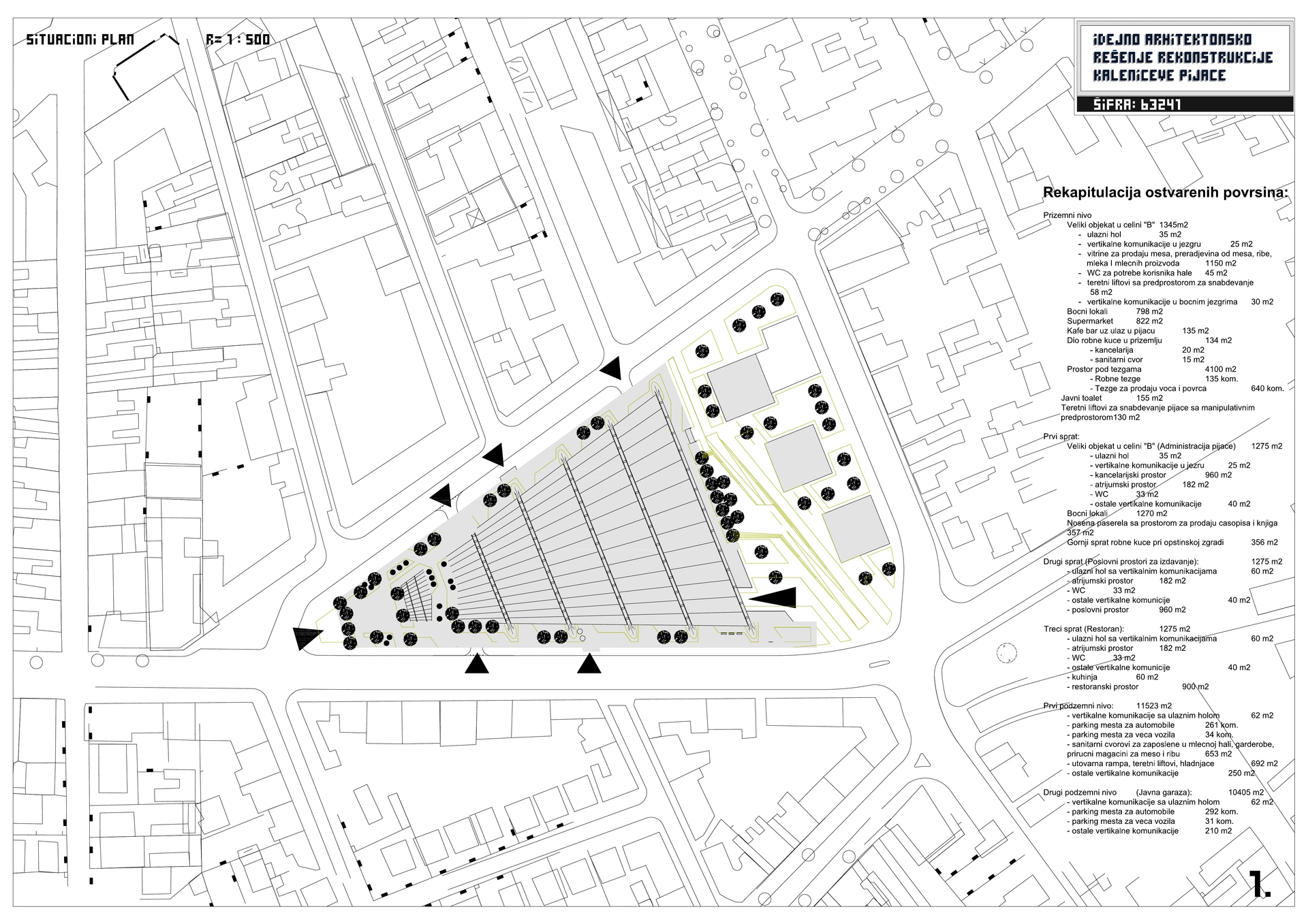 Kalenic Green Market — site plan and surrounding urban blocks