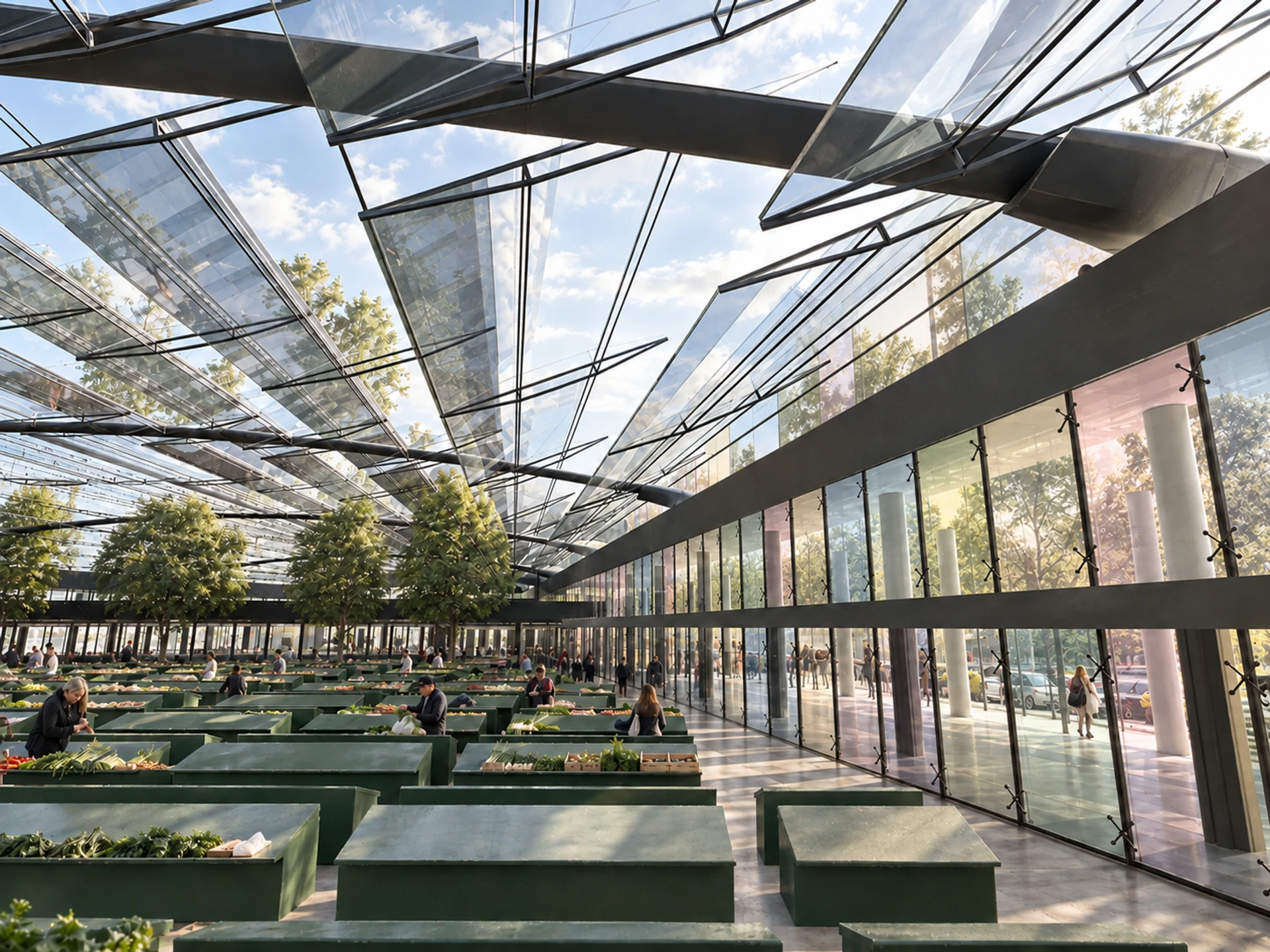 Kalenic Green Market — produce hall and suspended glazed roof