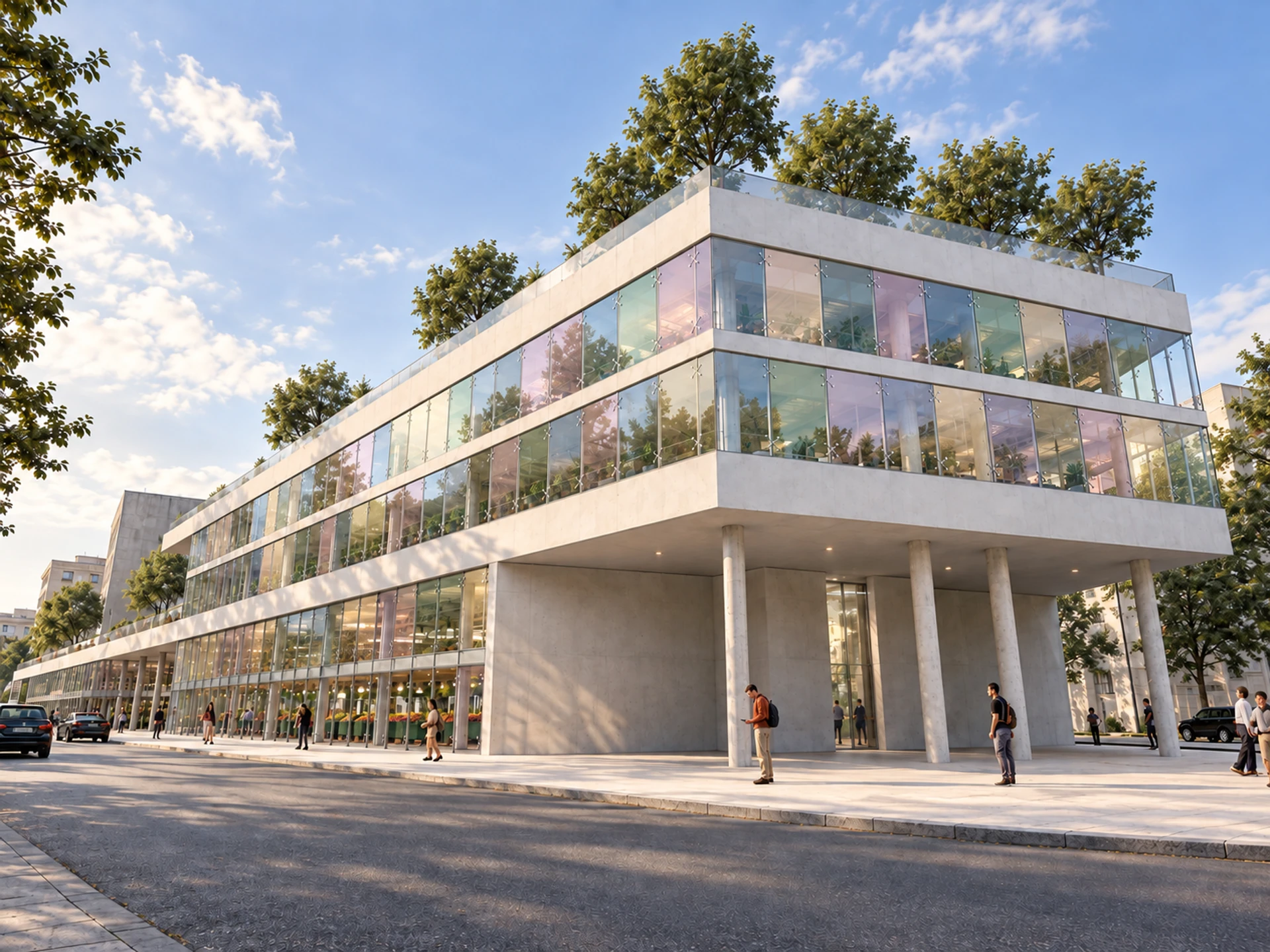 Kalenic Green Market — street corner, glazed facade and colonnade