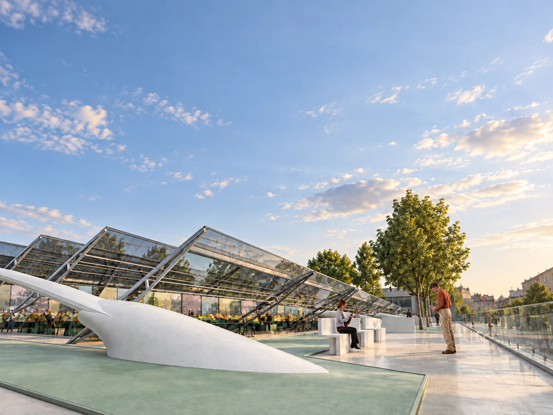 Kalenic Green Market — accessible roof terrace and canopy support