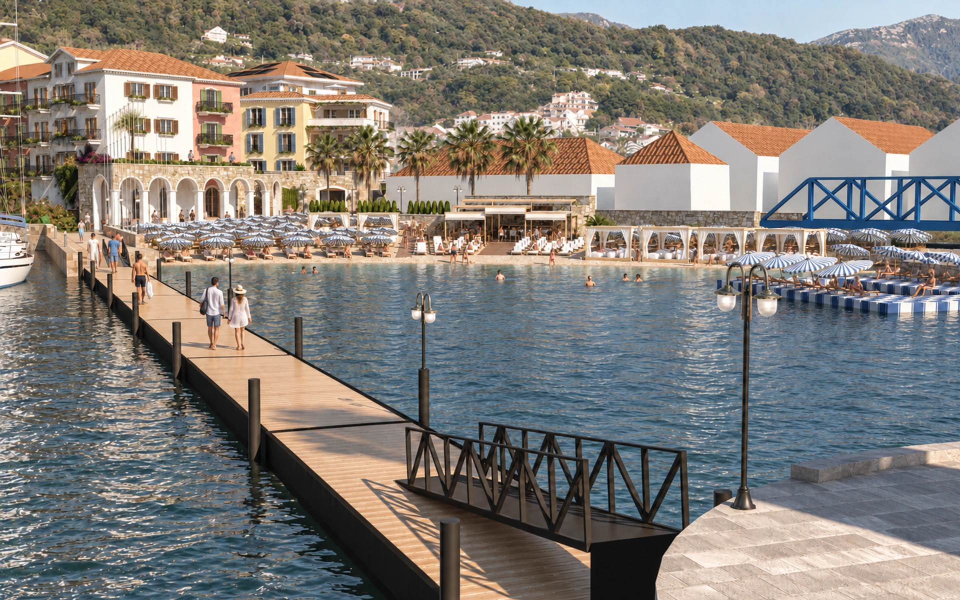 Lazeret Beach, Meljine — approach from the marina