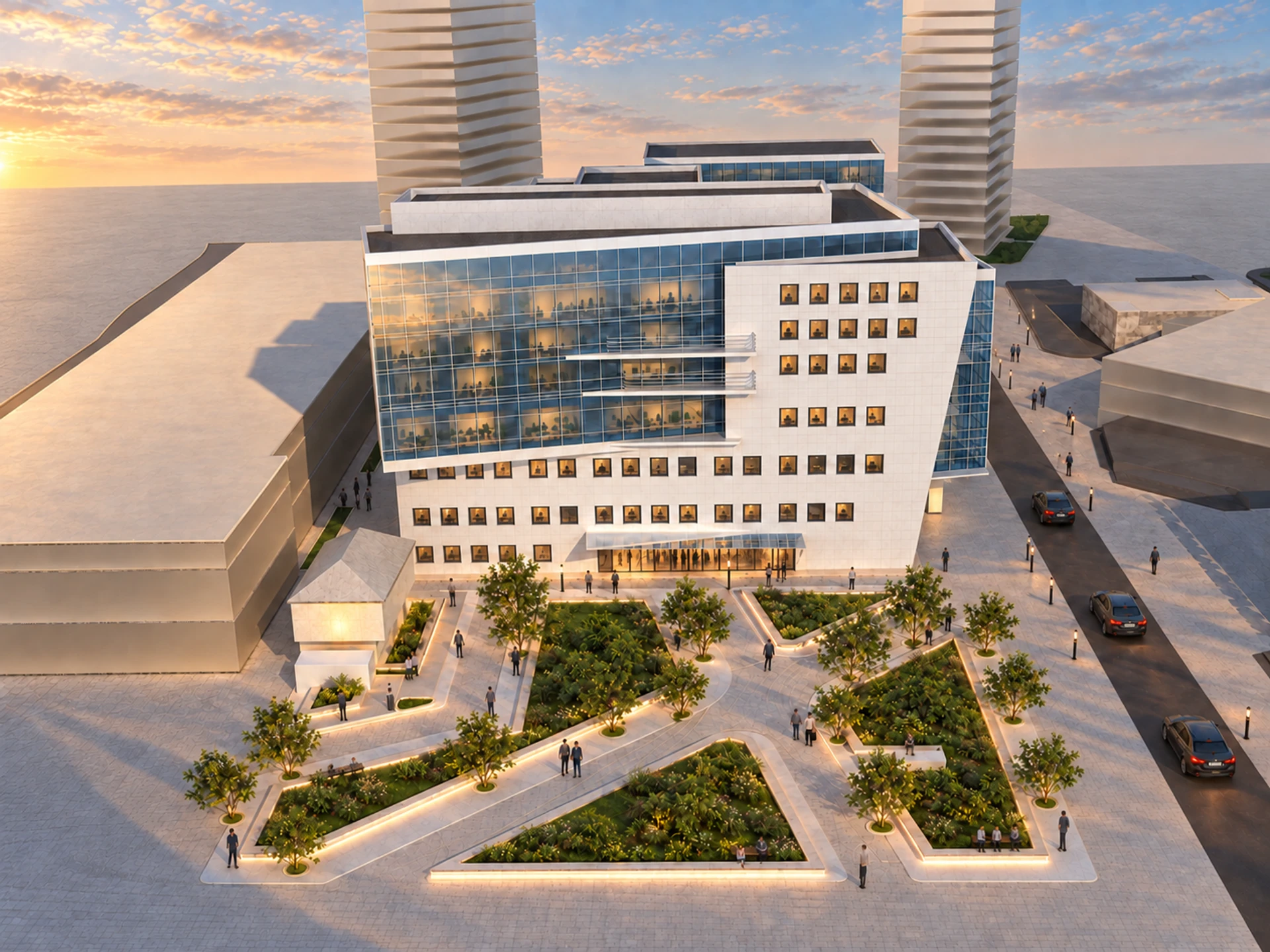 Business centre and landscaped approach — design visualisation