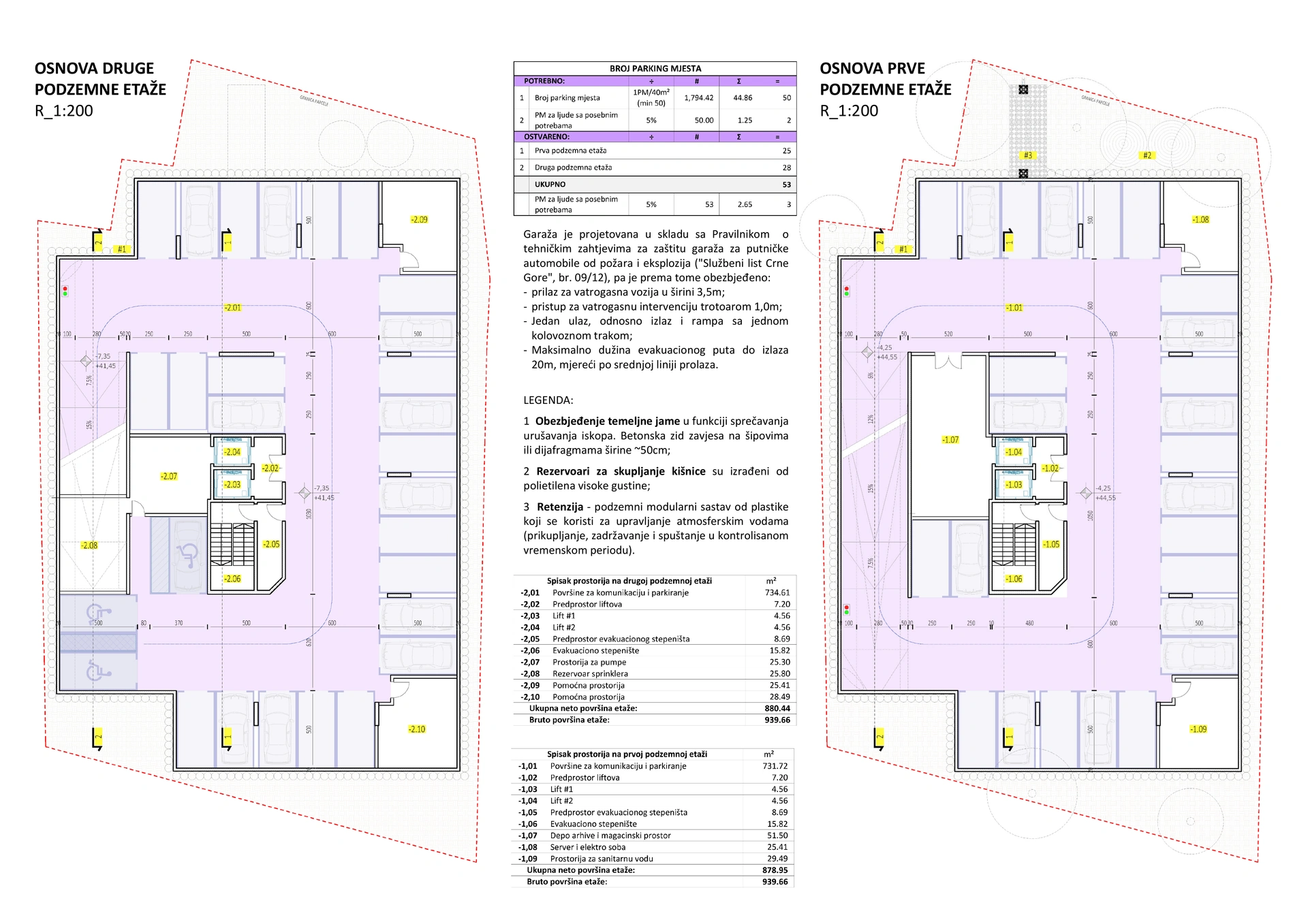 State Audit Institution of Montenegro — First and second basement plans - 1:200