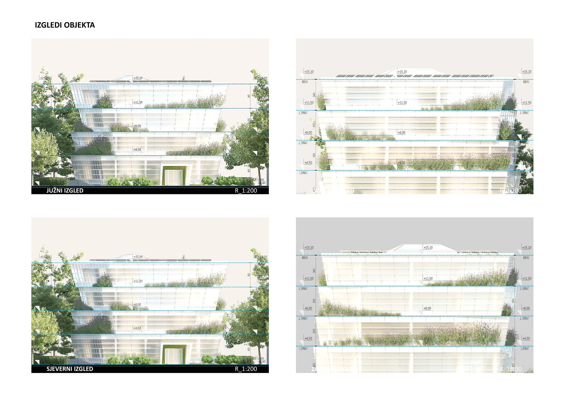 State Audit Institution of Montenegro — South, east, north and west elevations - 1:200