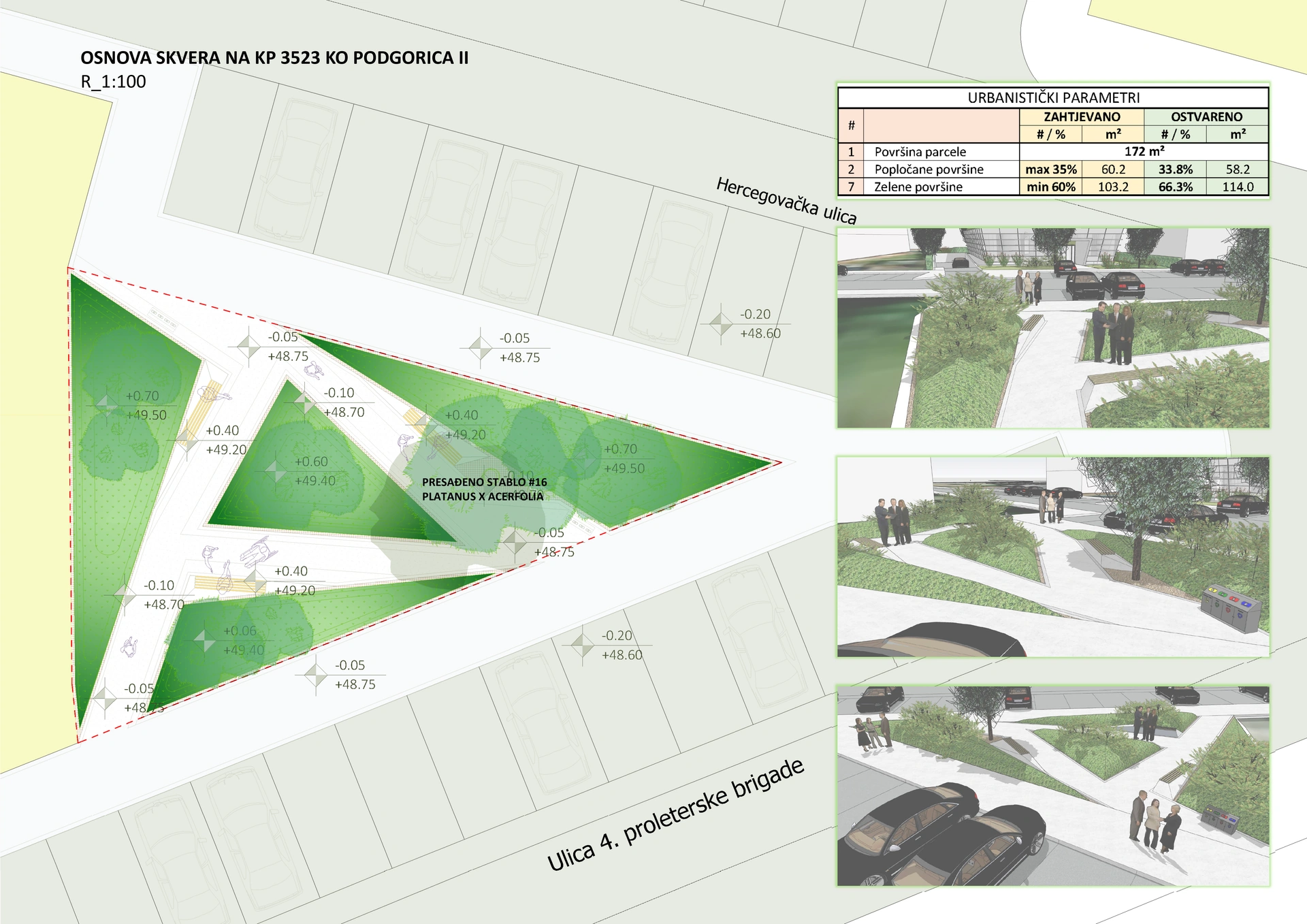 State Audit Institution of Montenegro — Public-square landscape plan - 1:100
